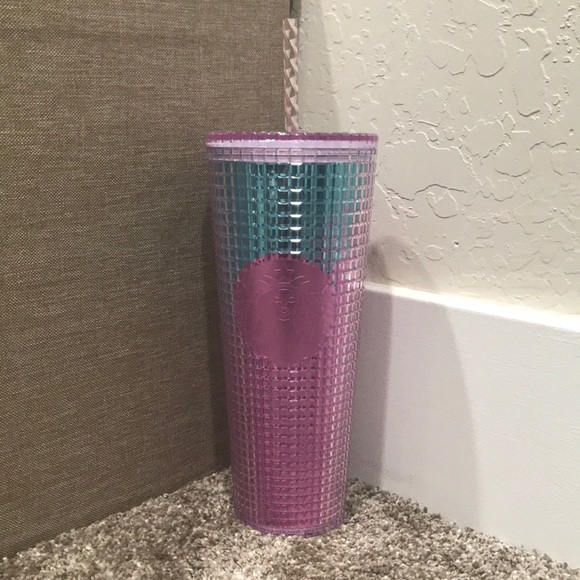 Starbucks Pink & Blue Grid Tumbler